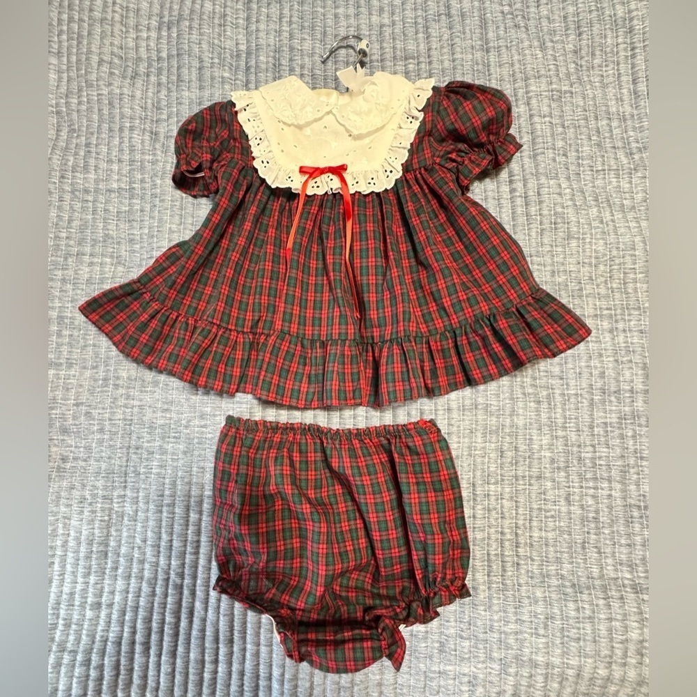 Vintage Christmas Plaid Dress set